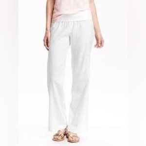 Old Navy White Maternity Linen Blend Half Panel Pants Size M